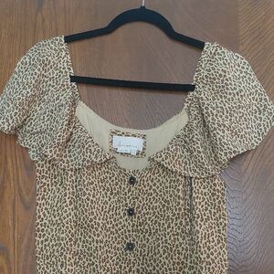 Anthropologie Leopard Print Button-Down Blouse